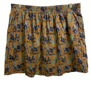 2 Fly Co Skirt Size XL Brown Western Print